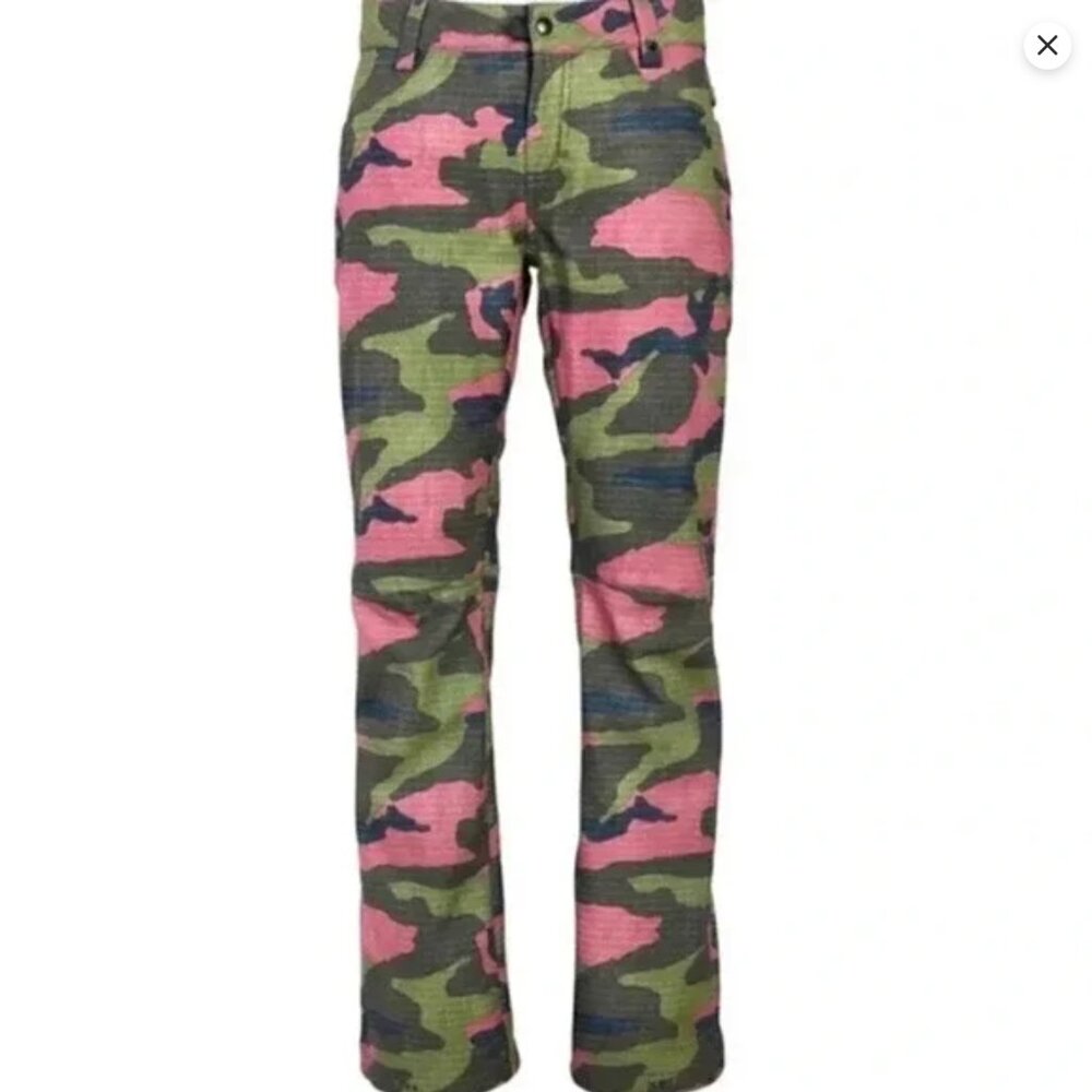 686 Gossip Crushed Berry Camo Ski/Snowboard Pants — Size XXS
